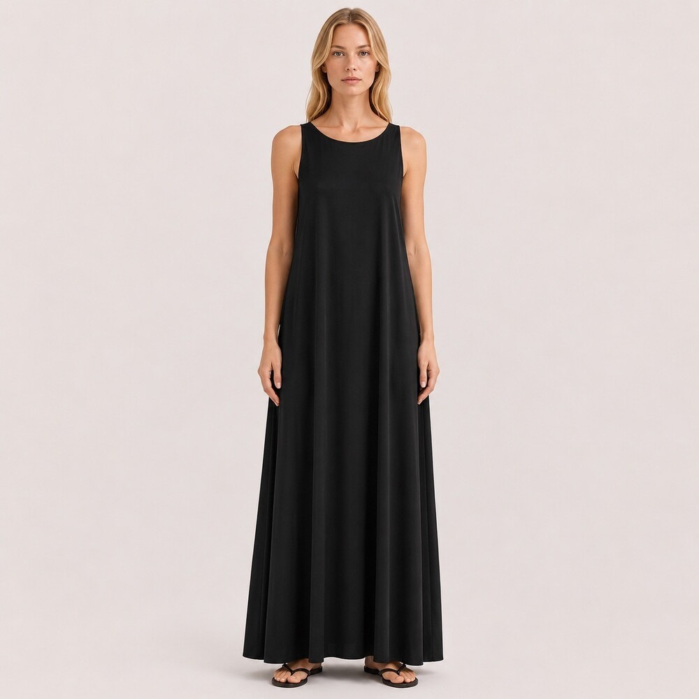 Forte Forte Satined Maxi Dress Black size 0 XS Fluid Back Keyhole Made in Italy